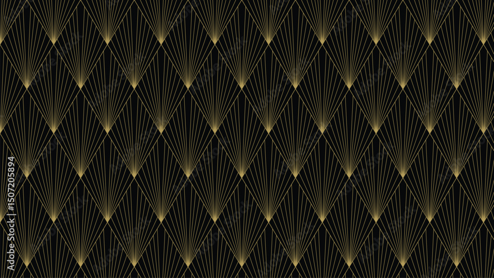 Fototapete luxury dark and gold background combine with curve pattern element. vector abstract luxury backgroun