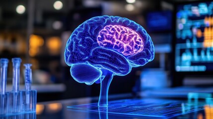 3D holographic brain model in lab setting