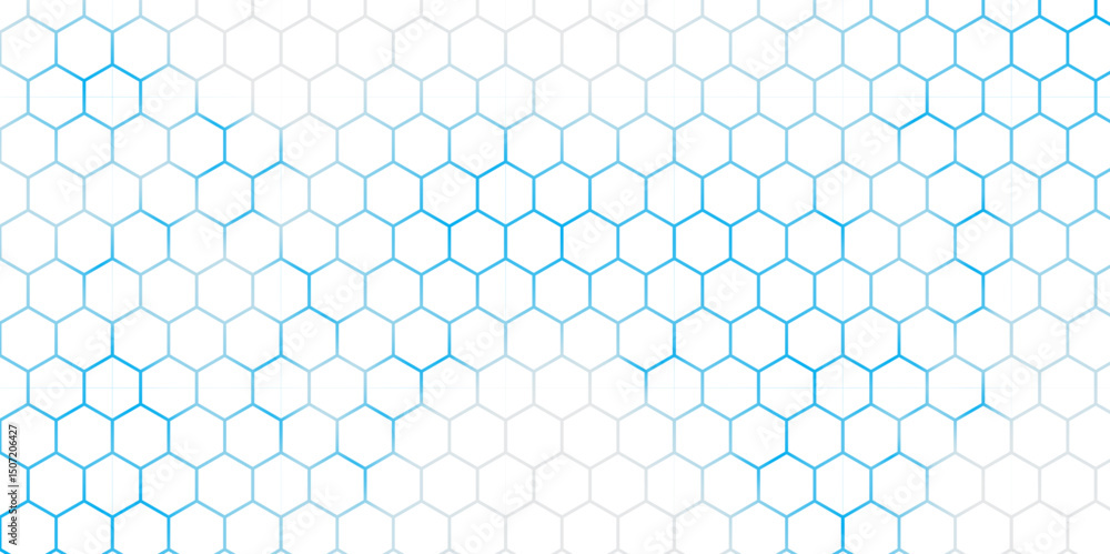 Aufkleber abstract hexagon white background, blue light and shadow. abstract background design with white hexa