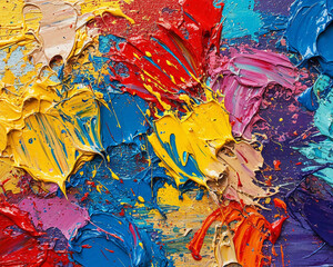 Multi-colored strokes of oil paint.