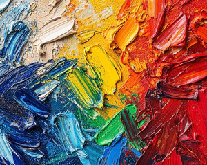 Multi-colored strokes of oil paint.