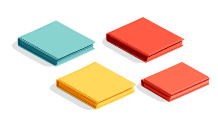Fototapeta premium Isometric Pixel Art Stack of Books in Red Blue and Yellow on White Background