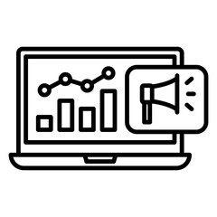 Digital Marketing Report on Laptop with Megaphone