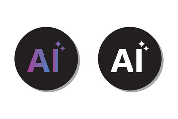 Artificial intelligence stars logo generation, generate AI button, generated sign, chat with AI, artificial intelligence online tool concept, command prompt to generate answer