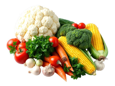 Fresh vegetables collection isolated on transparent background