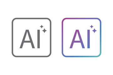 ai icon set. colorful artificial intelligence logo with star symbol for app, website, ui, ux. transparent png and vector illustration.