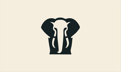 This image showcases five distinct elephant logo designs, each illustrating the animal with a different artistic style and mood. At the top, the first logo presents a bold and symmetrical front-facing