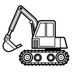 Construction Excavator Vector Outline.