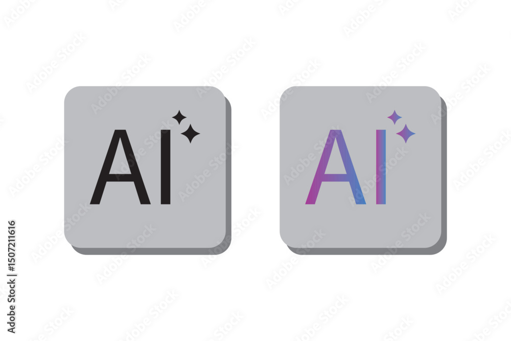 Poster artificial intelligence stars logo generation, generate ai button, generated sign, chat with ai, art
