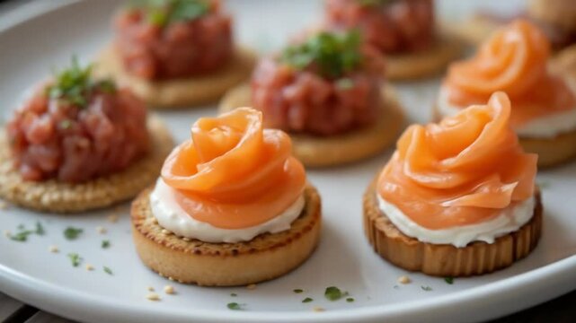Smoked Salmon Roses and Salmon Tartare Canap?s