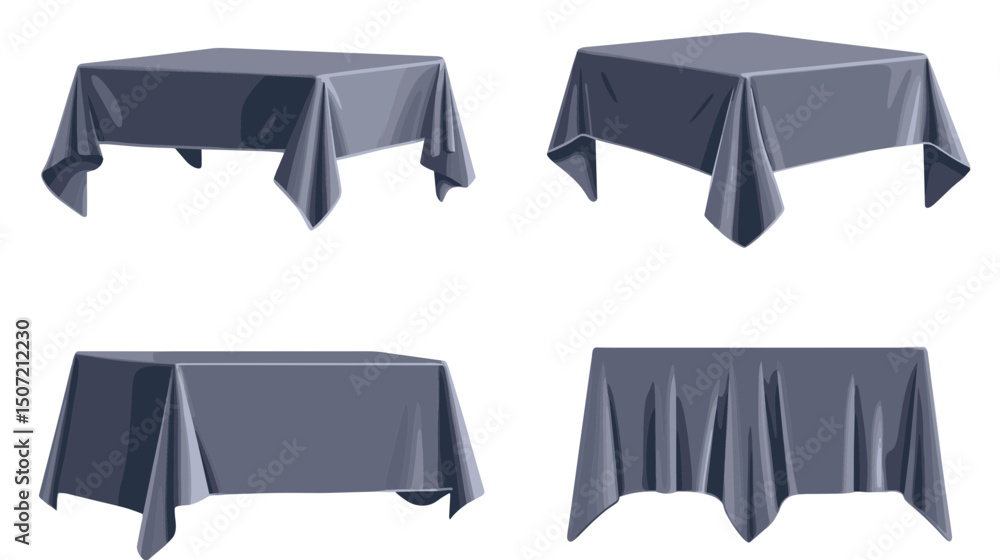 Poster pixelated tablecloths in various styles and draped arrangements for graphic design elements