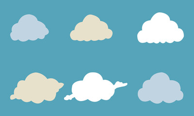 Set of cartoon cloud in a flat design. White cloud collection
