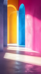 Fototapeta premium Clean Surface with Bold Color Lights and Soft Shadows