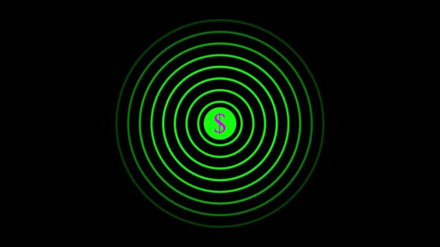 Radio dolar icon waves heartbeat and pulse rate signal animation Frequency Wave Pulse Diffusion Technology Background. 