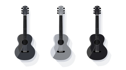 Fototapeta premium Three Acoustic Guitars in Gray Tone Scale with Stringed Musical Instruments Isolated on White Background