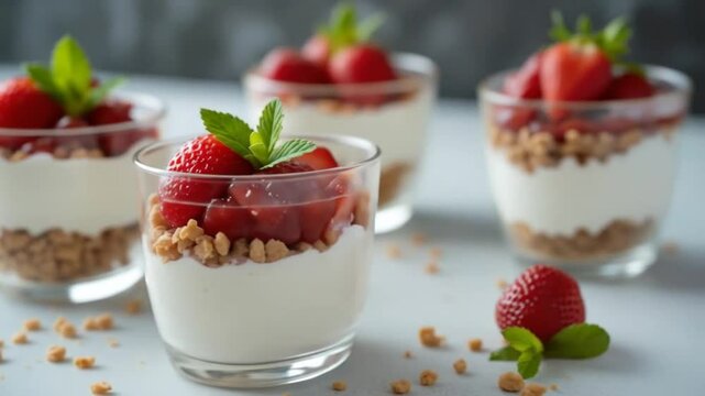 Strawberry Yogurt Parfaits with Granola Crumble
