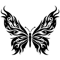 Butterfly silhouette on fire