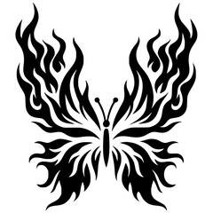 Butterfly silhouette on fire