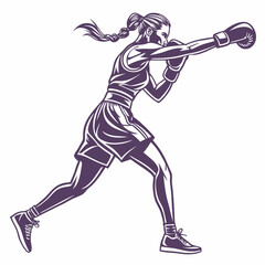 Fototapeta premium Vector graphic of strong woman boxer throwing a punch illustration