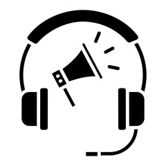 Headphones with Megaphone Icon, Communication Concept
