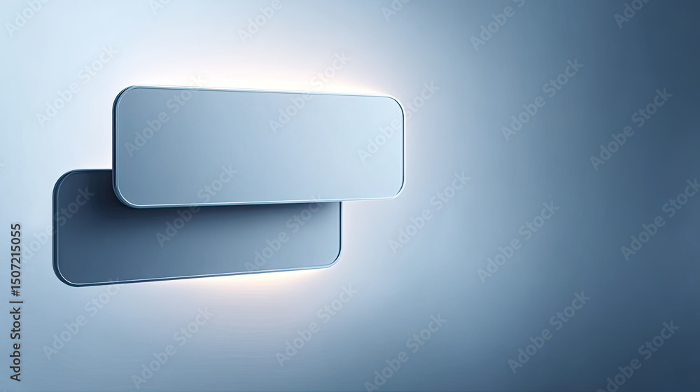 Poster modern blue abstract background with two overlapping rounded