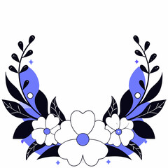 Floral Illustration: A beautifully crafted floral illustration, with minimalist design and captivating charm. This elegant piece features delicate blossoms, forming a semi-circle frame.