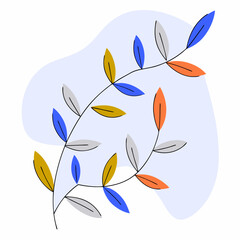 Floral Elegance: A vibrant floral illustration, showcasing a stylized stem with colorful leaves and an artistic touch, perfect for design needs.