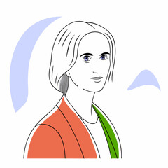 Sketch of a Person: A minimalist line drawing portrait of a person, with soft color accents, evoking a sense of serenity and artistic expression.