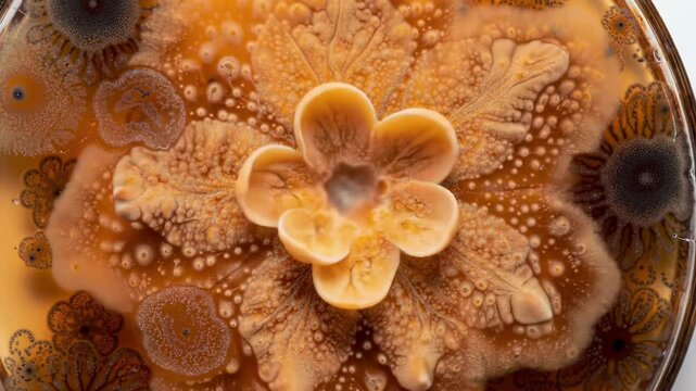 Flower blooming agar art microbiology bacteria petri dish biotechnology