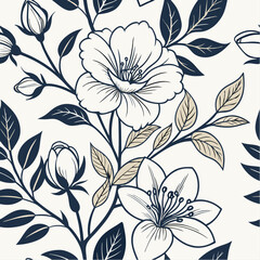 Floral Contour Pattern: A delicate and elegant floral pattern featuring white blooms and contrasting leaves.