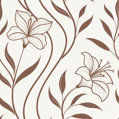 Floral seamless pattern with vintage leaves and decorative spring elements