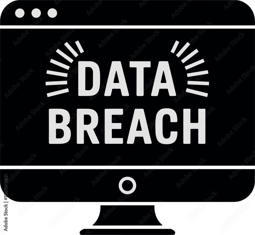 Poster data breach alert: the screen displays a stark warning of a data breach, symbolizing the digital vul