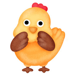 Illustration of a Cute Cartoon Chicken