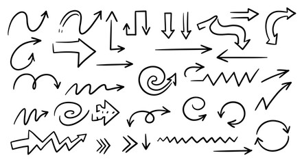Fototapeta premium set of hand drawn arrows