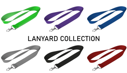 Set of lanyard mockup background images, featuring metal and leather.	