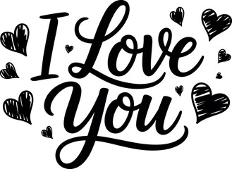 Love's Embrace: A heartwarming design expresses affection. The elegant typography expresses feelings of love, complemented by charming heart illustrations.