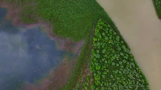 water confluence seen from drone