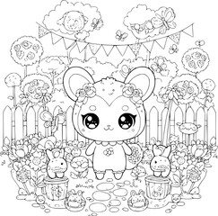 Funny Animal Friends Coloring Page for Kids