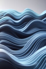 A series of fluid undulating muscle fibers represented by smooth glowing lines that gently rise and fall in rhythmic motion creating a wave-like effect. The colors shift from dark to light blue...