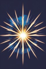 An illustration of muscle fibers explosively radiating from a central point with glowing sharp edges representing power and energy release. The background is a mix of dark blue and electric neon...