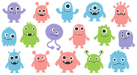 set of funny cartoon monsters