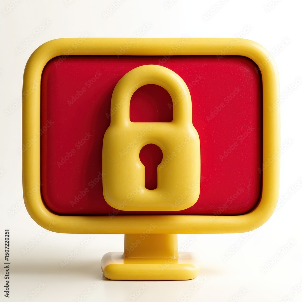 Poster cyber security ransomware prevention concept. vibrant lock symbol on a colorful background for secur