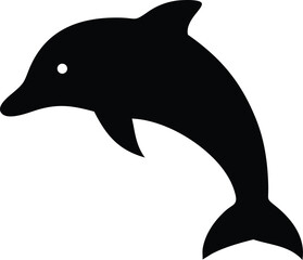 Fototapeta premium Dolphin Fish Vector Illustration – Ocean Animal Silhouette with Marine Wildlife