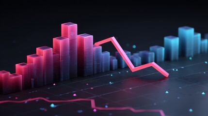 Naklejka premium Holographic Price Plummet Futuristic Business Crisis Visualization