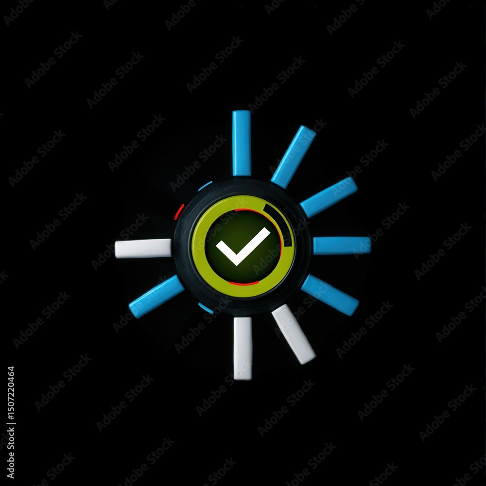 Poster cyber security ransomware prevention concept. colorful circular design with check mark on a black ba