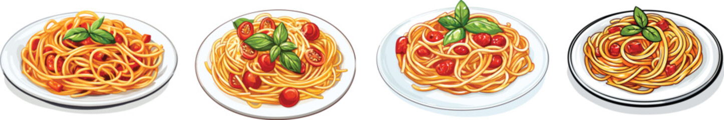 Spaghetti Meal set vector