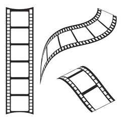Film strip illustration set blank white spaces motion picture template.