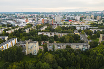Aerial View of Typical Soviet Communist Residential District in Vilnius City