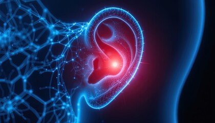 Detailed anatomical representation of an ear.