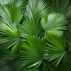 Close-Up of Large Tropical Palm Leaf with Natural Deep Green Texture